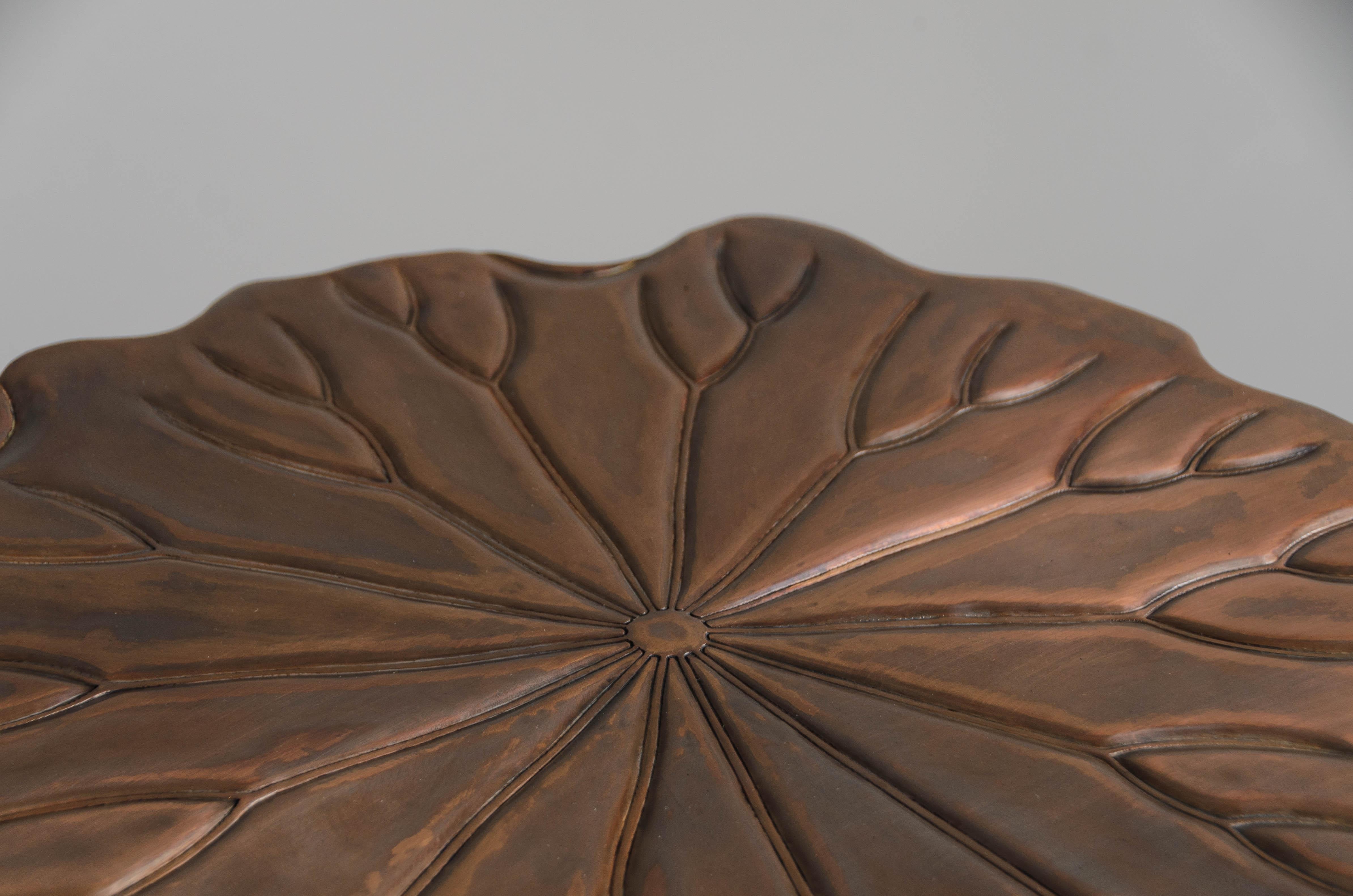 Water Lily Table in Antique Copper by Robert Kuo, Contemporary, Limited Edition For Sale 1