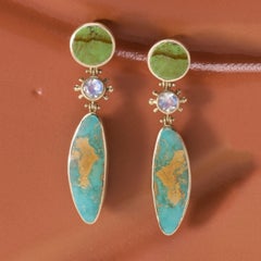 Water Maiden Turquoise and Gaspeite Post Earrings