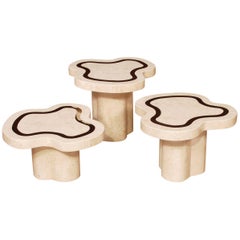 "Water Mushroom" Coffee Table Set in Tessellated Stone and Stainless Steel