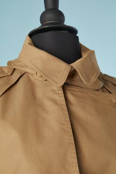 Trench-coat en coton beige déperlant avec ceinture Céline