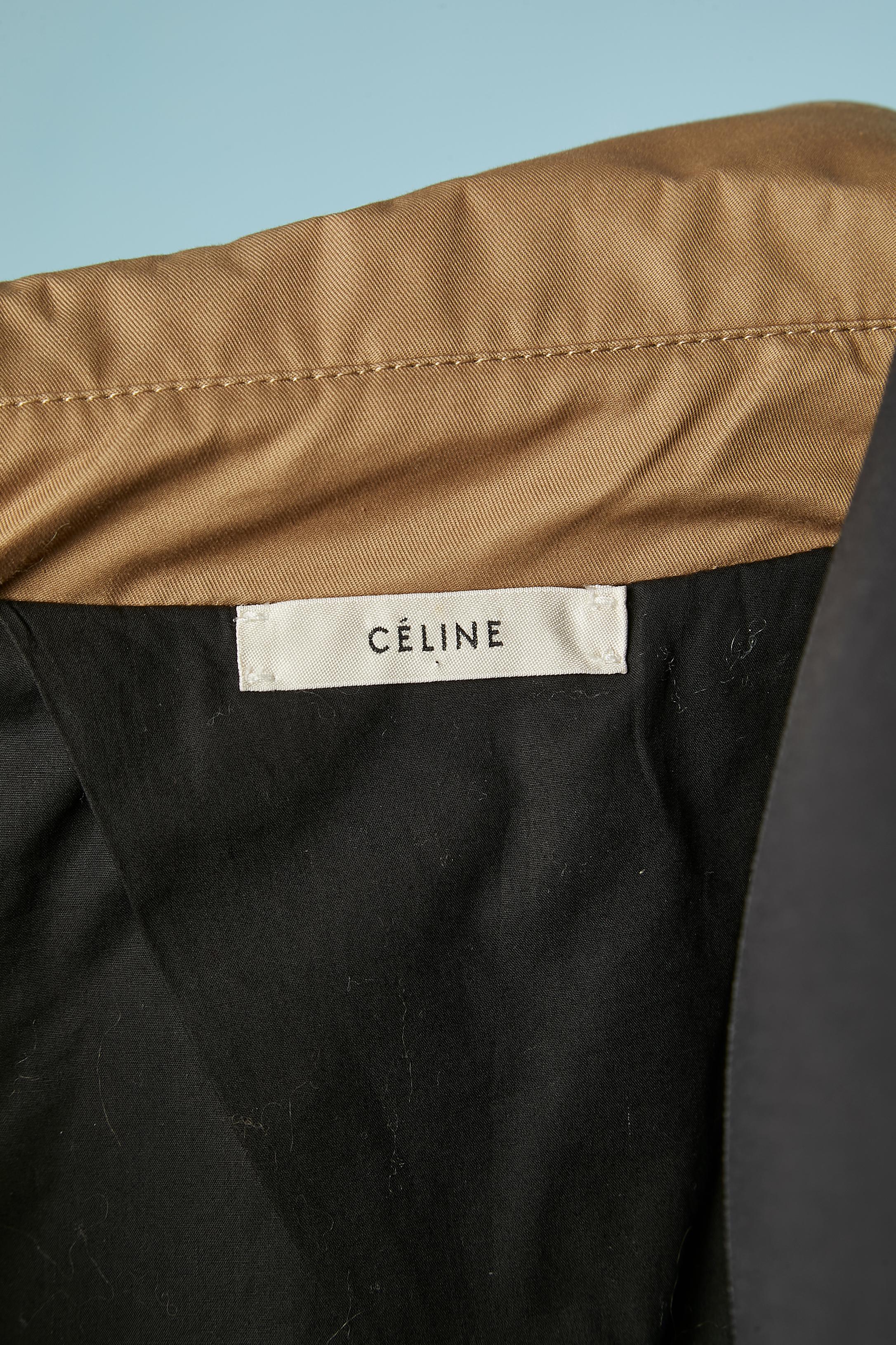 Water-repellent beige cotton trench coat with belt Céline  4