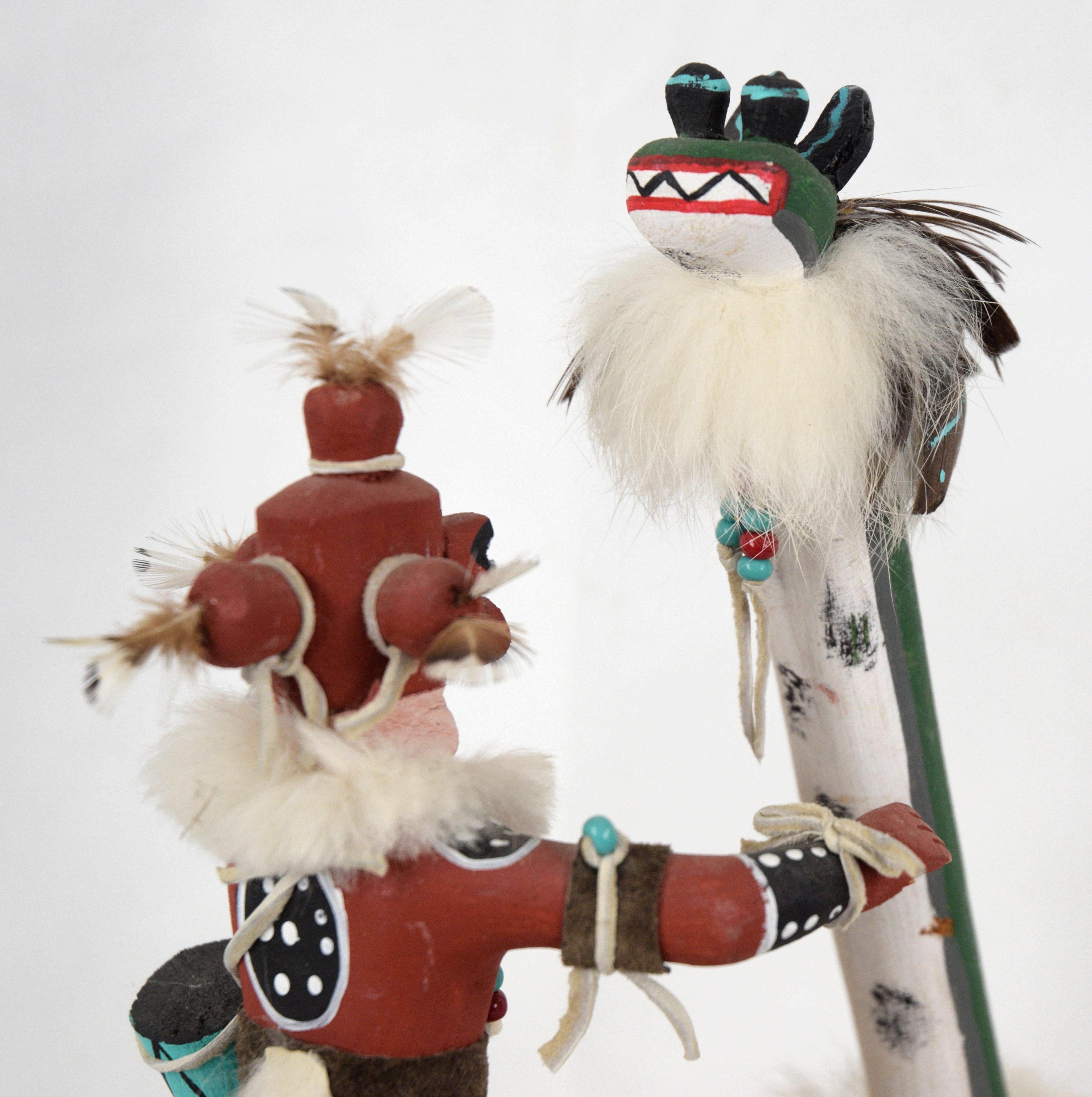 Fur Water Serpent (Palulukang) and Mud Man (Koyemsi) - Kachina Doll For Sale