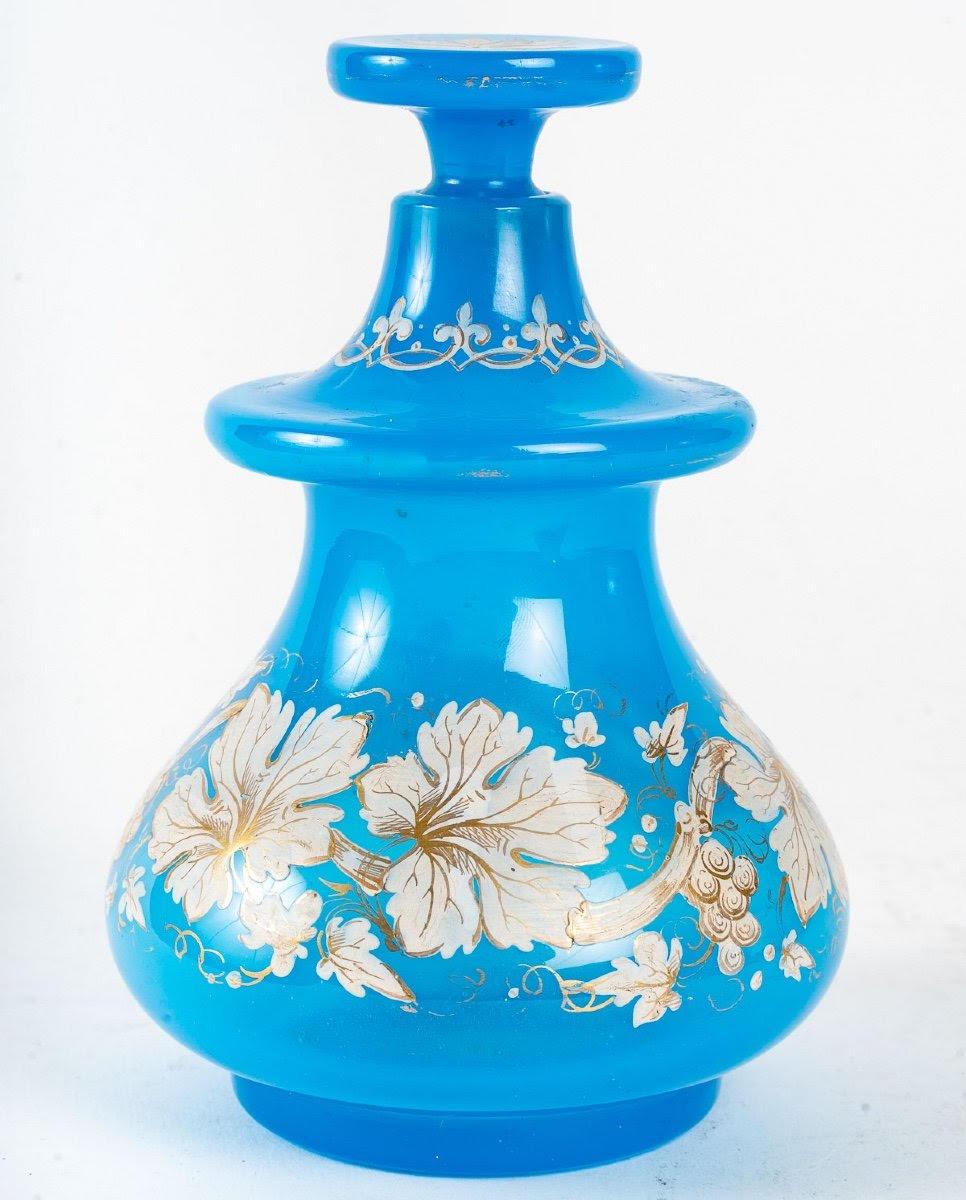 Opaline Glass Water Service of the XIXth Century, Blue Opaline