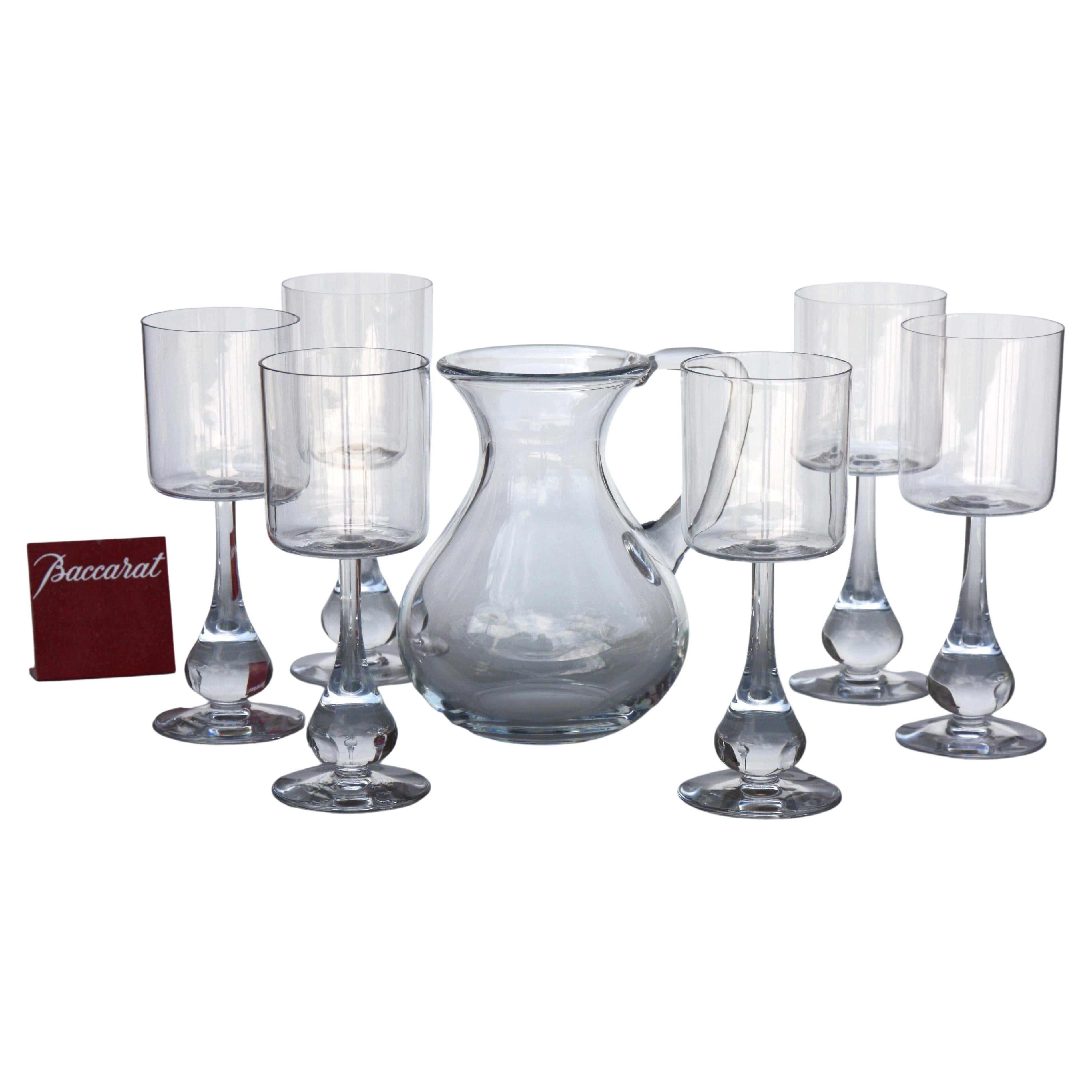 Water set in Baccarat crystal, José model. Glasses and water pitcher For Sale