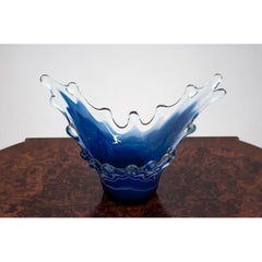 Water Shaped Decorative Bowl, Art Glass, Italy, 1970