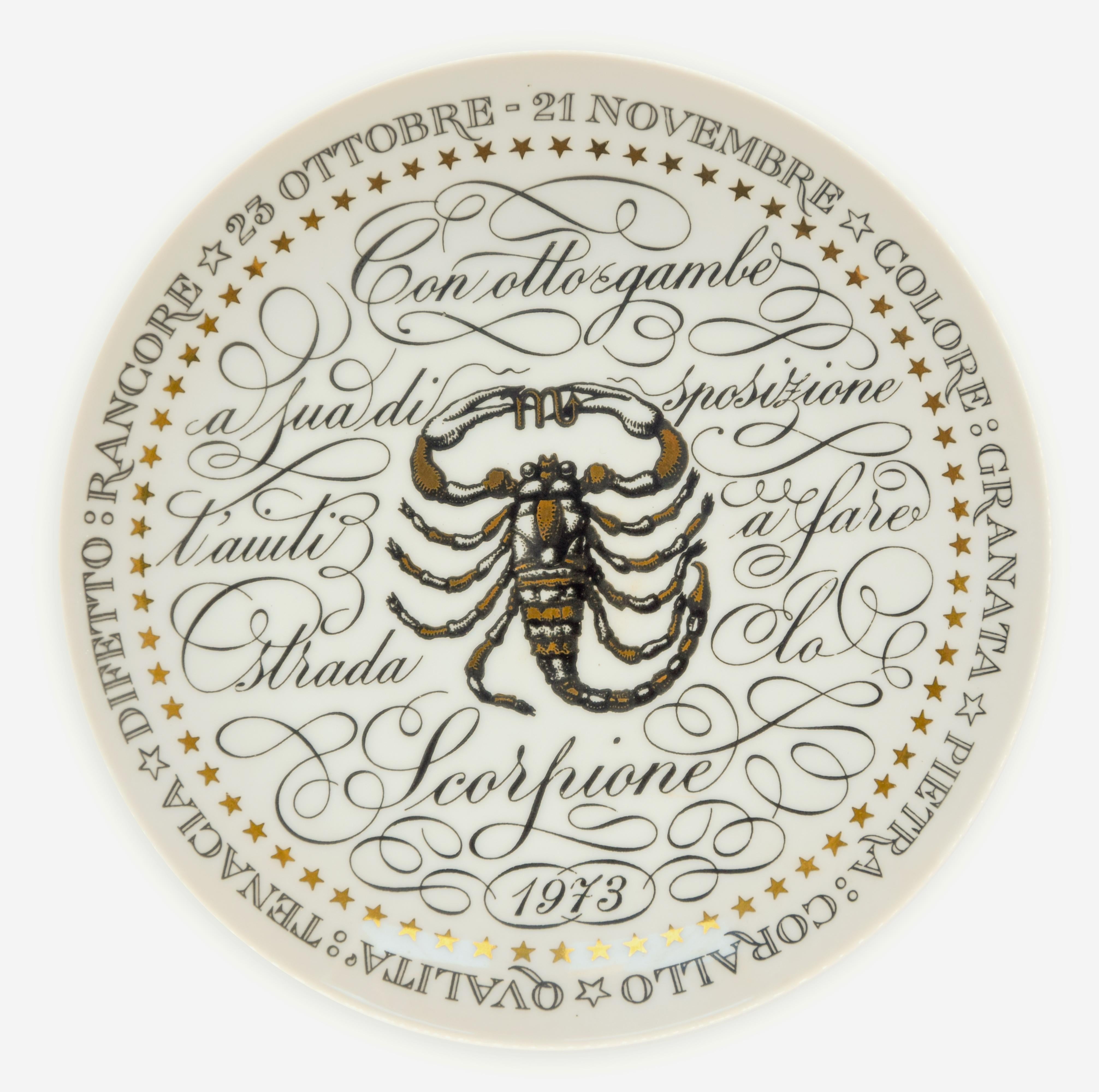 Mid-20th Century Water Signs, Set of 3 Plates from Zodiac Plate Series by P. Fornasetti, 1965