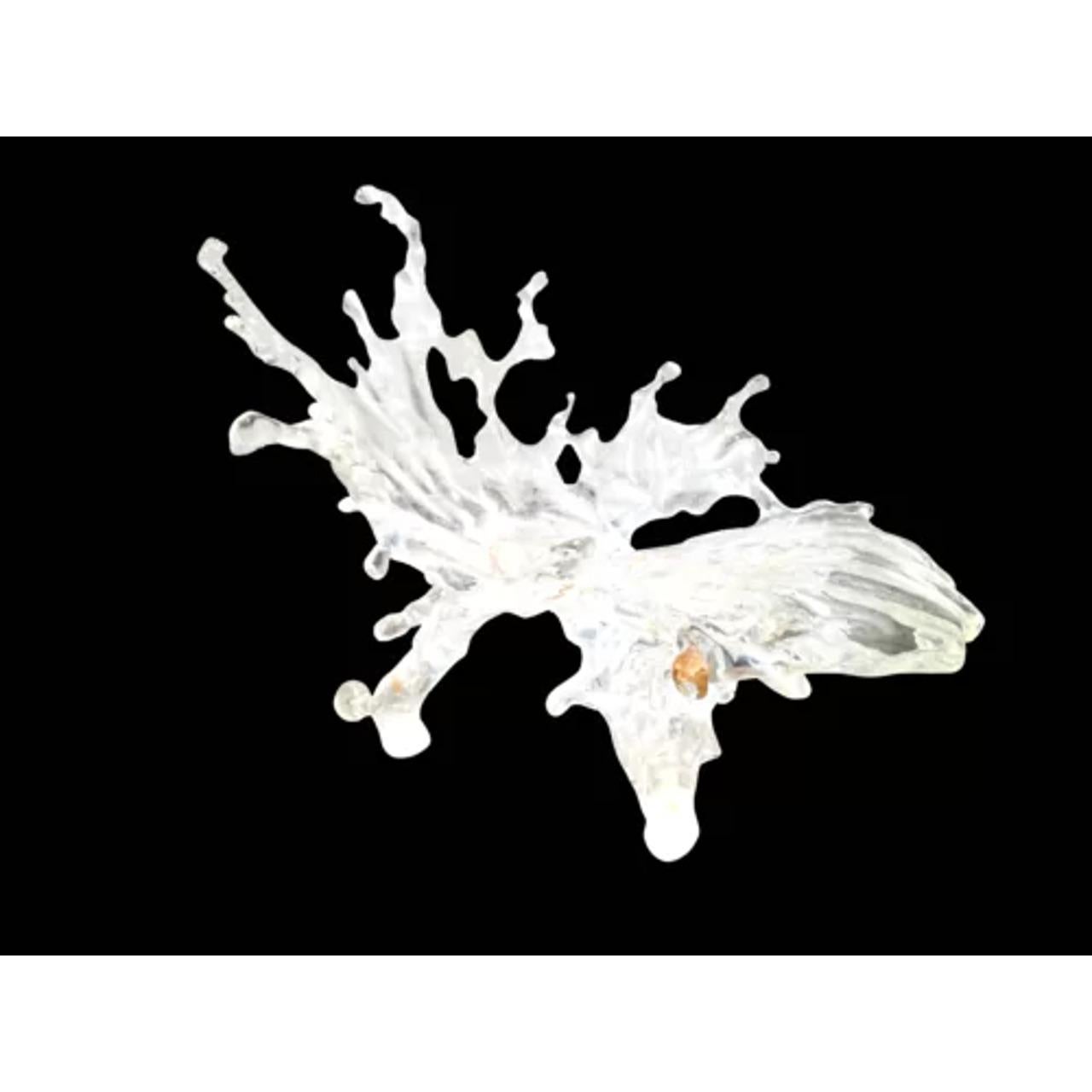 American Water Splash Chaise Lounge – Unique Acrylic Crystal Design with Embedded Leaves For Sale