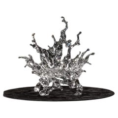 Water Splash Design Acrylic Crystal Chaise Lounge with Embedded Leaves