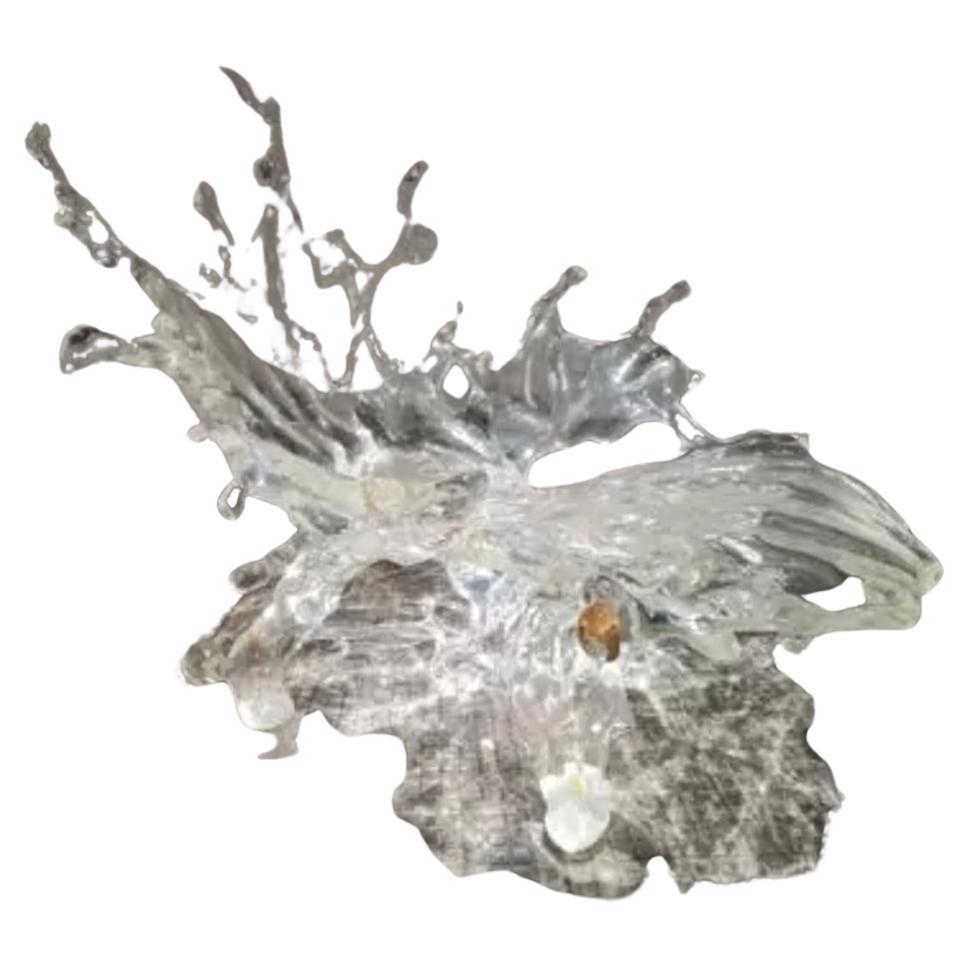 Water Splash Chaise Lounge – Unique Acrylic Crystal Design with Embedded Leaves For Sale