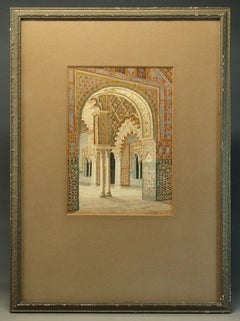 Watercolor Alcazar Palace of Seville by Fernando Liger Hidalgo 'Spanish'