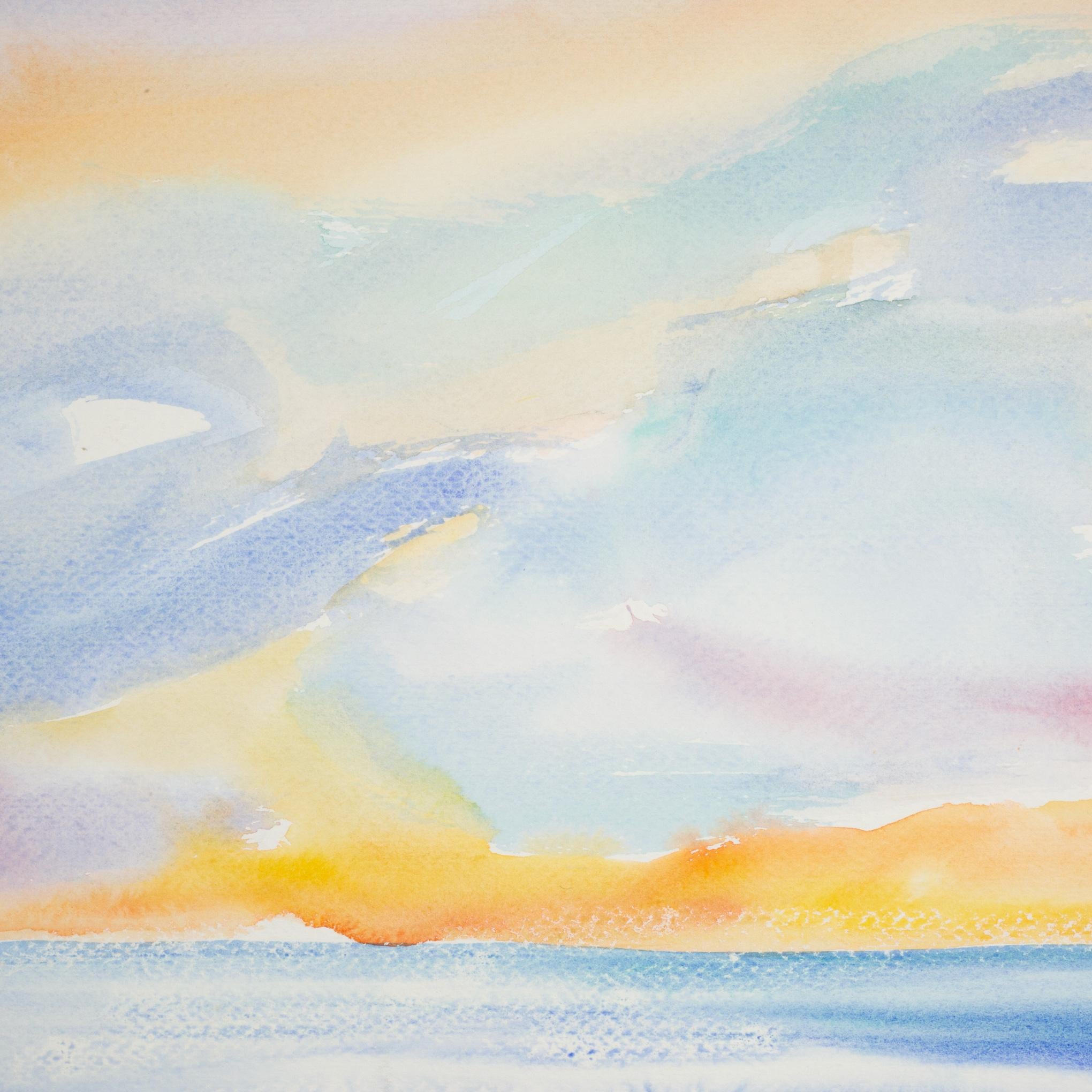 ÜBER
Ein Original-Aquarell auf Papier. Das Werk zeigt den Pazifischen Ozean und den Himmel. Der Stil ist abstrakt und die Palette besteht aus Pastellfarben. Das Werk ist vom Künstler signiert und auf 1983 datiert. 
- •  SCHÖPFER Unbekannt. 
- • 