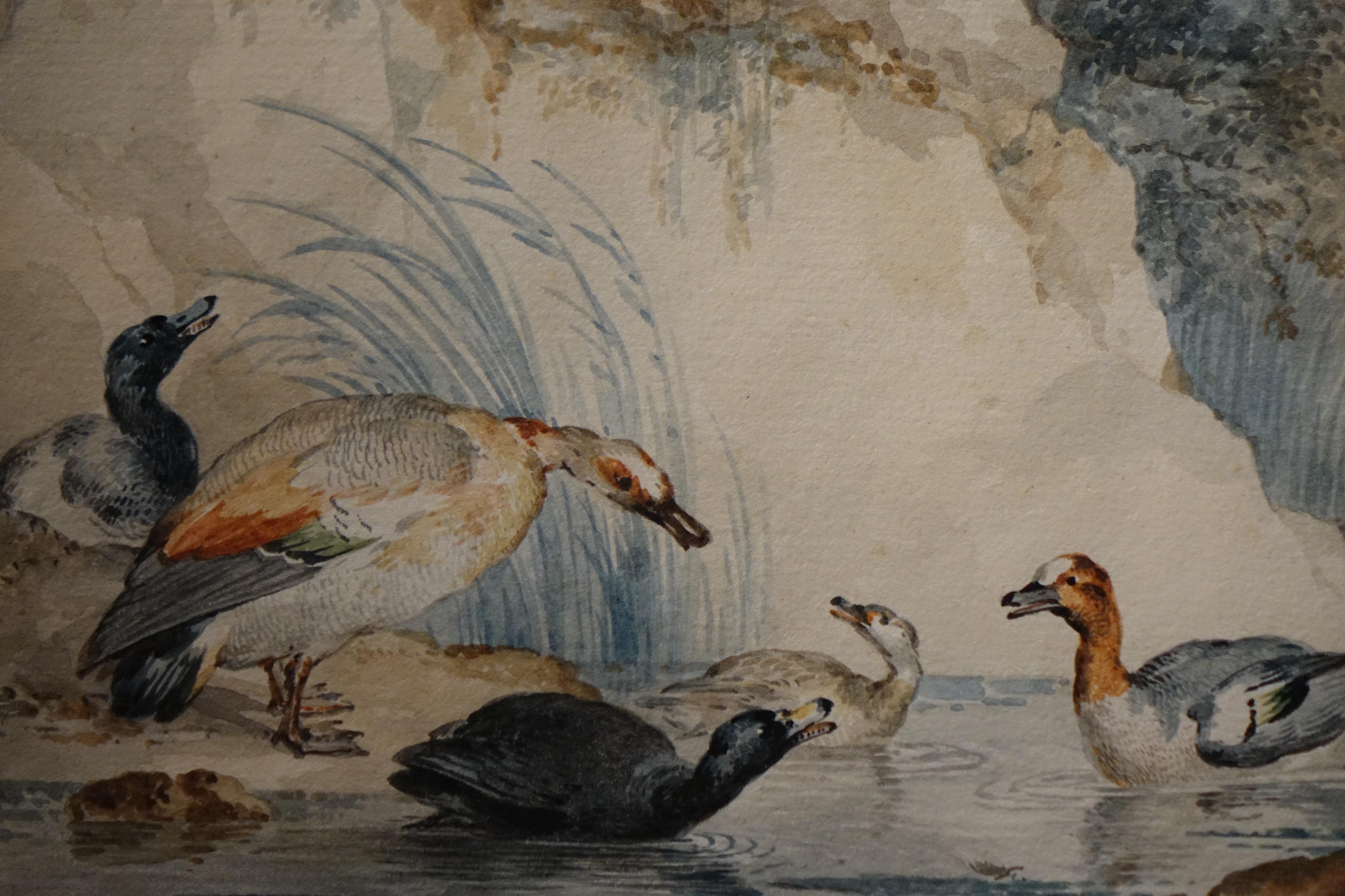 Hand-Painted Watercolor Attributed to Aert Schouman