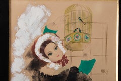 Watercolor, Belle Époque, 1900-1920, Signed Renée Michèle, Paris