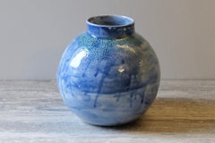 Watercolor Blue Ball Porcelain Vase by Lana Kova