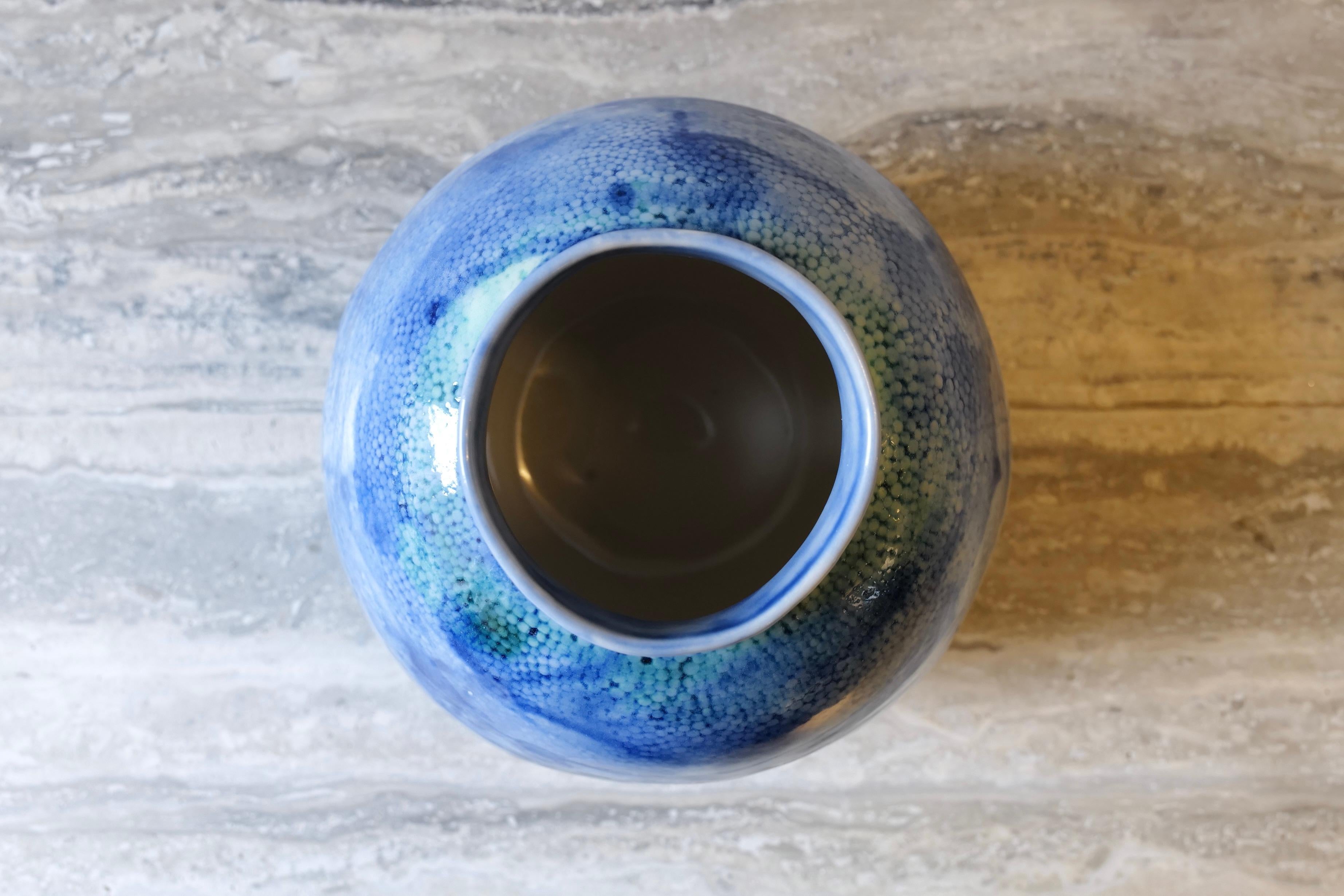 Cast Watercolor Blue Ball Vase by Lana Kova
