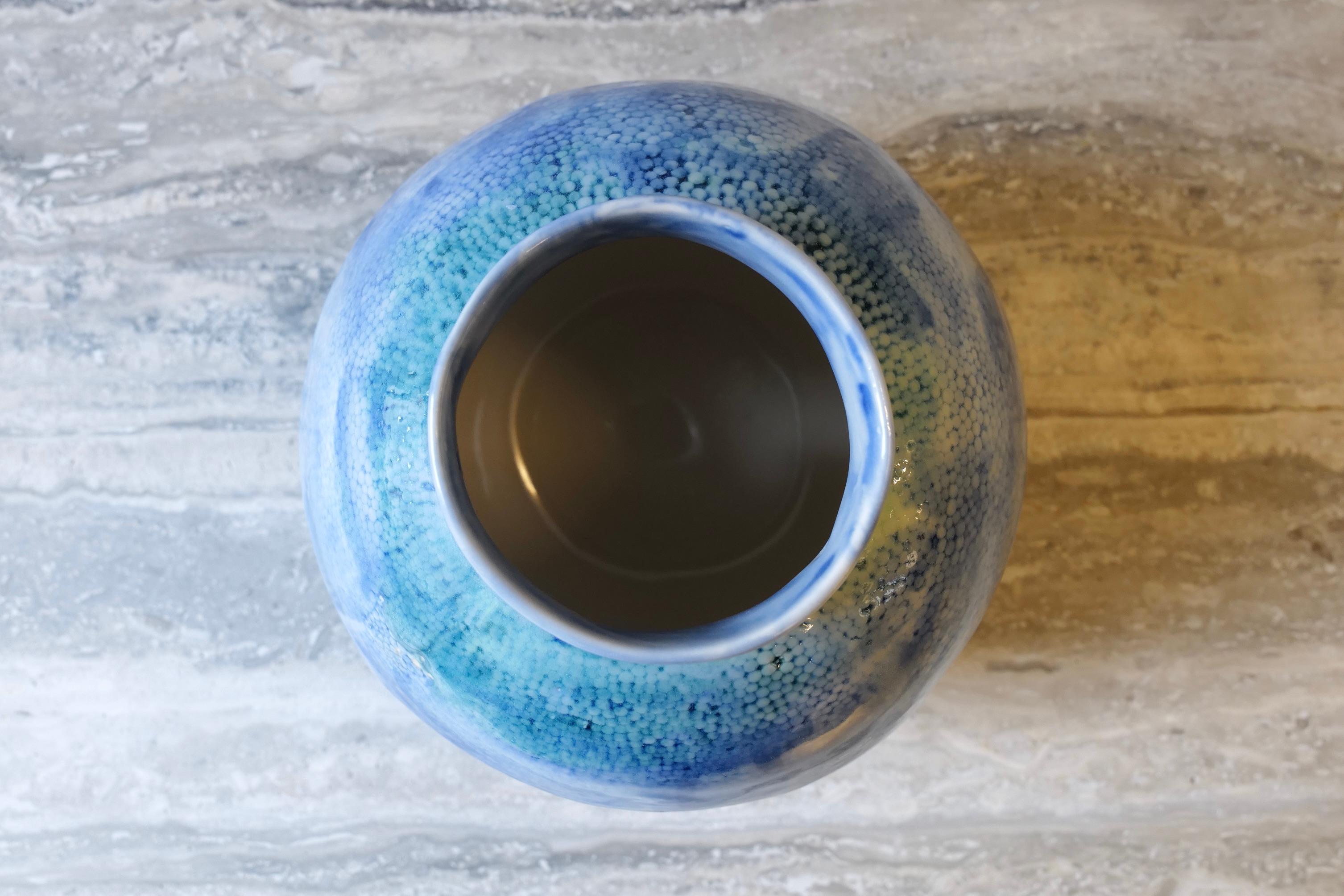 Cast Watercolor Blue Ball Porcelain Vase by Lana Kova