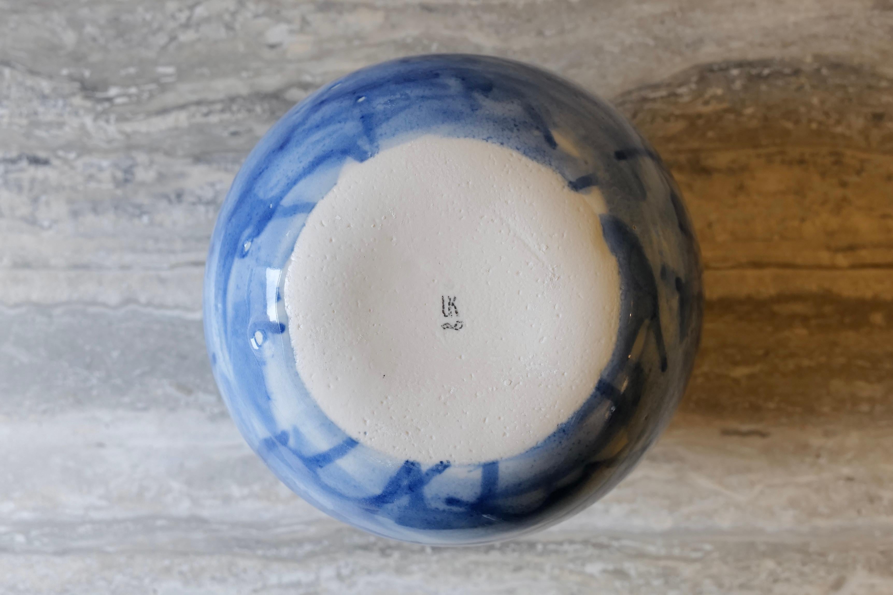 Watercolor Blue Ball Vase by Lana Kova In New Condition In New York City, NY