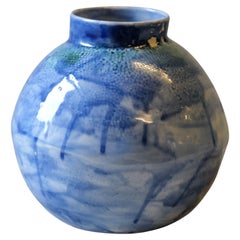 Watercolor Blue Ball Vase by Lana Kova