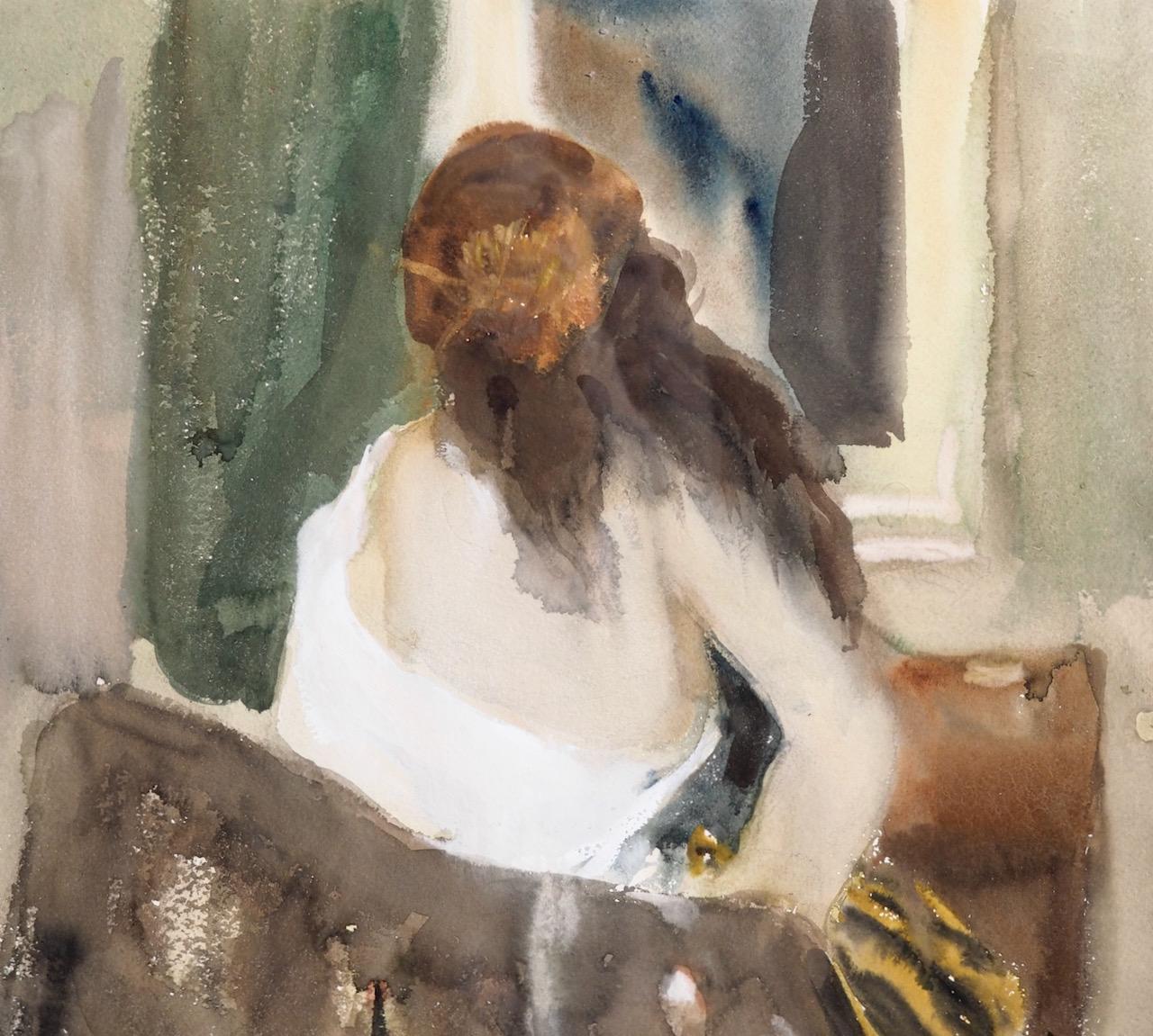 Very fine watercolor by Carl Fischer (1887-1962) of a back of a girl with original frame. Signed “Carl Fischer”. Carl Fischer was one of the most important Danish impressionist painters, 19th century.

Measures: With frame:
H 67 W. 57 cm
H 26.3