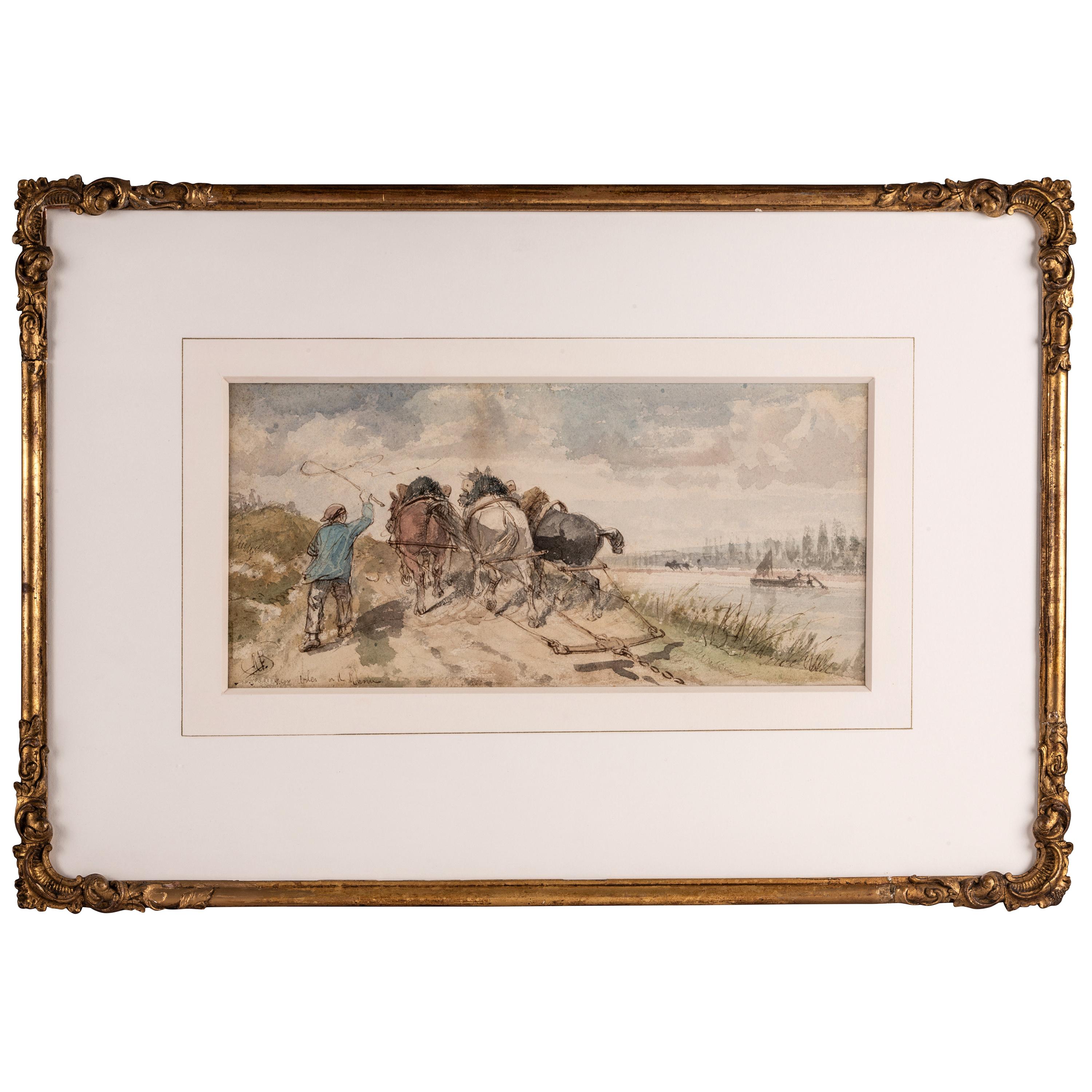 Aquarelle de Richard Beavis, École britannique du XIXe siècle