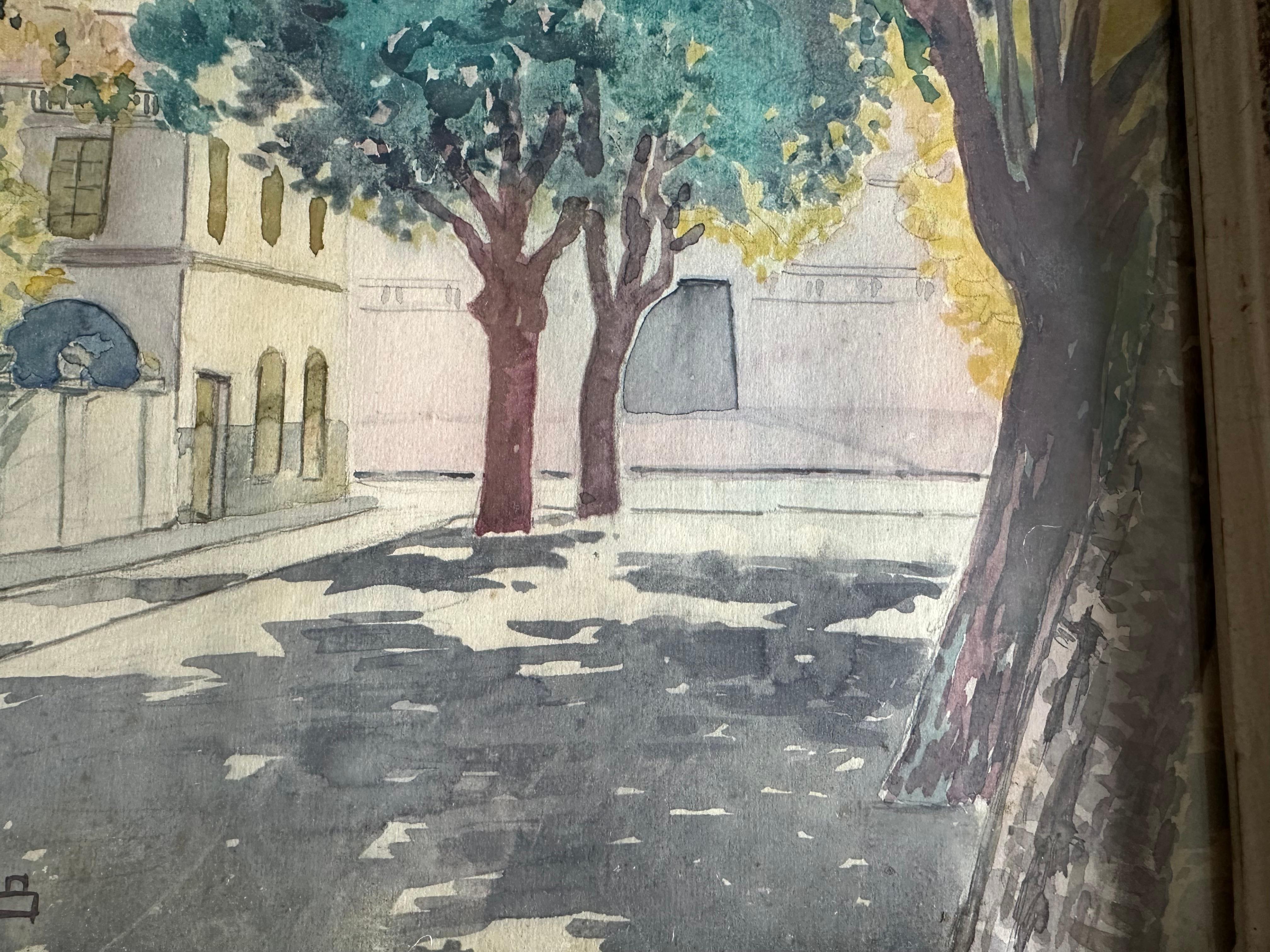 Acuarela que representa una calle de Niza, por Campana, hacia 1920 en Bueno estado para la venta en Hamburg, DE