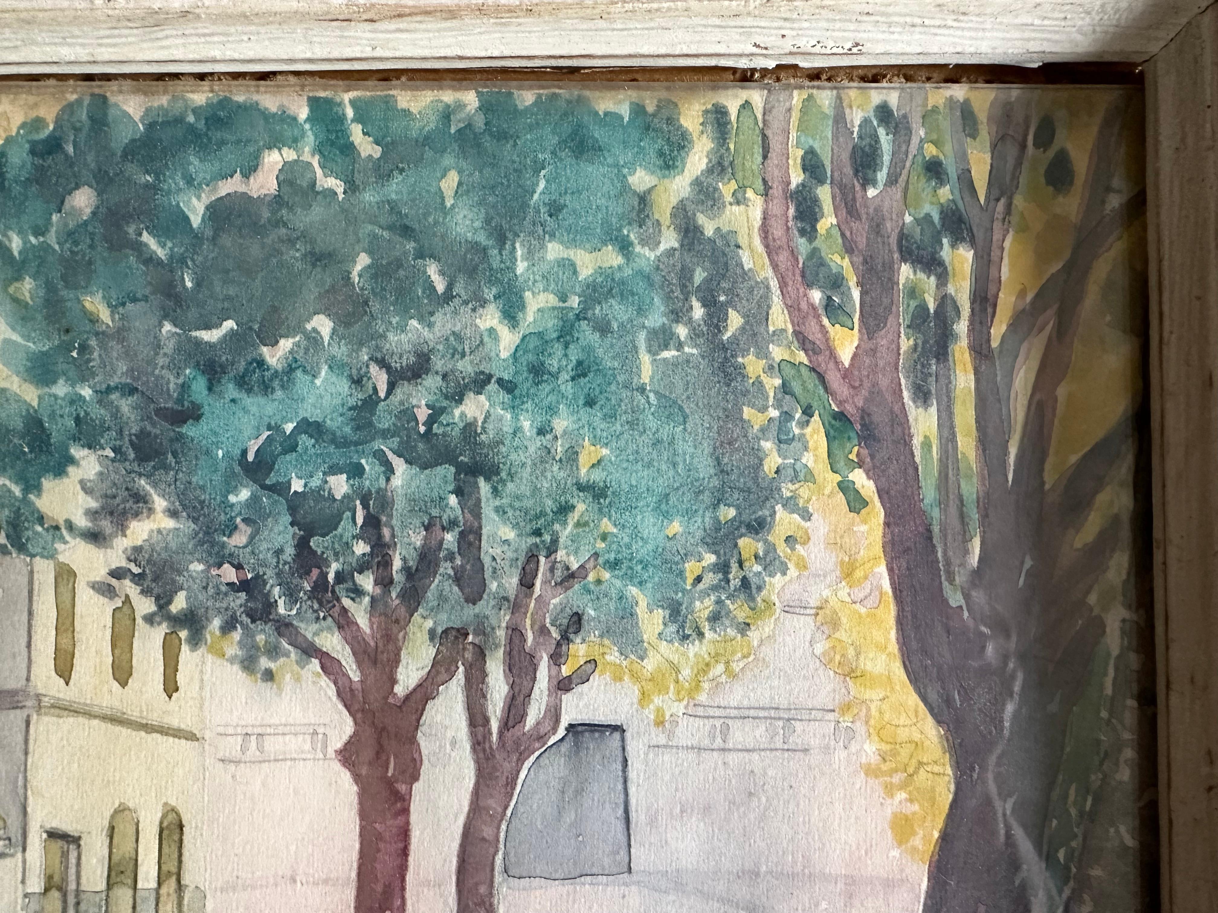Acuarela que representa una calle de Niza, por Campana, hacia 1920 principios del siglo XX en venta