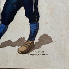 **Watercolor Drawing on Paper by A. Bognard, Honorary Hunter, 20th Century