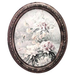 Nature morte florale à l'aquarelle de style victorien, fin du XIXe siècle