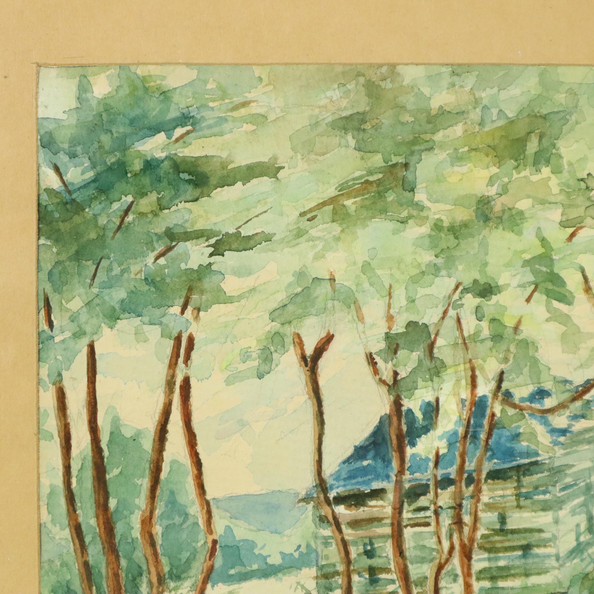 Aquarell José Wolff Kunst Gemälde hölzernen Barock Stil Rahmen 1924 (Belgisch) im Angebot