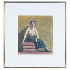 Watercolor of a Semi Nude Woman by Adam Sherriff Scott