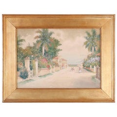 Watercolor of a Tropical Street Scene