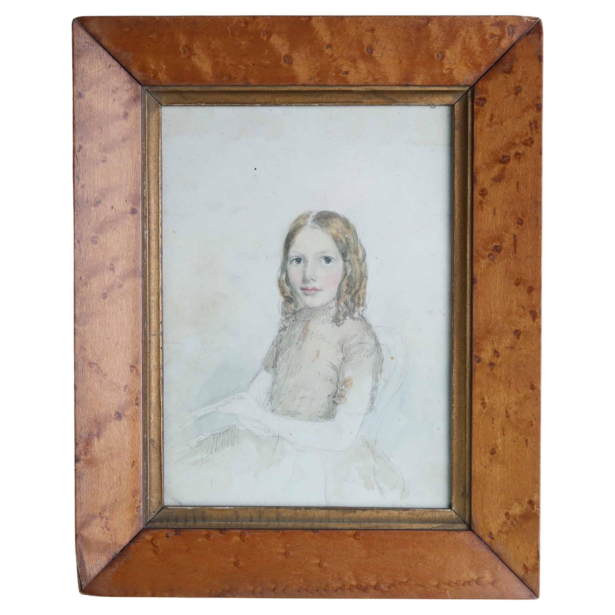 Aquarell einer jungen Dame von Robert Hindmarsh Grundy, um 1850 im Angebot