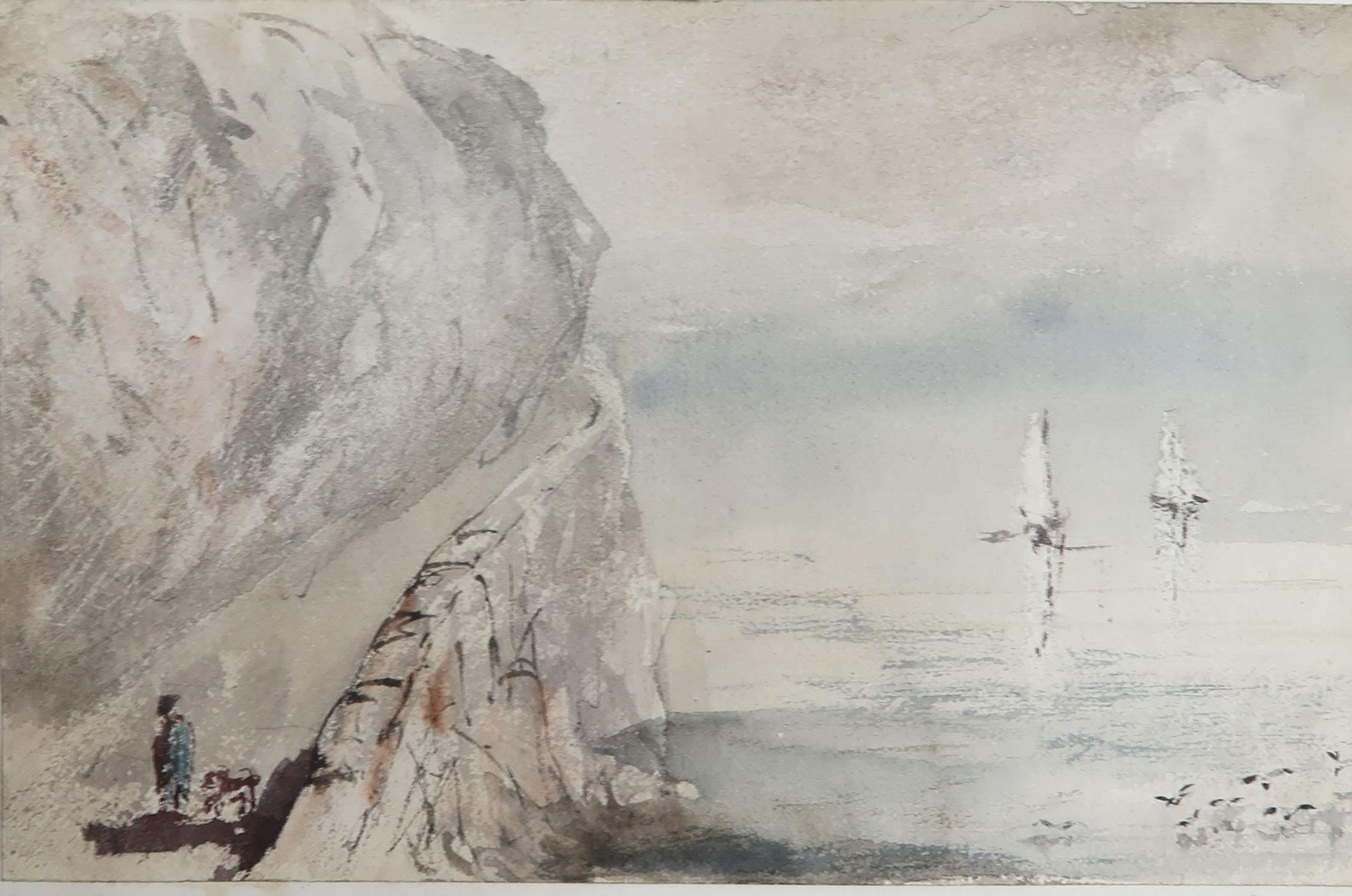 A beautiful watercolor of the North Wales coast 

Fabulous quality. Lovely colours. Not faded at all.

On paper applied to paper

Unsigned

Unframed

*Robert Hindmarsh Grundy. 1816-1865. Examples of his work in The Lady Lever Gallery and