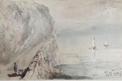 Watercolor of Penmaenmawr, North Wales by Robert Hindmarsh Grundy, C.1850