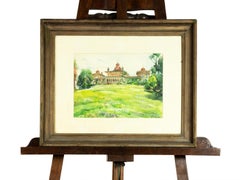 Watercolor of Sintra Palace Garden by Alfredo Morais, Portuguese School, 1943