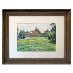 Acquerello del giardino del Palazzo di Sintra di Alfredo Morais, 1943