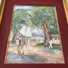 Watercolor on Paper by Bernard Lamotte – 20th Century – The Antilles