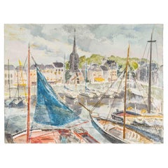 Aquarell auf Papier von Evelyne Luez, 1960.