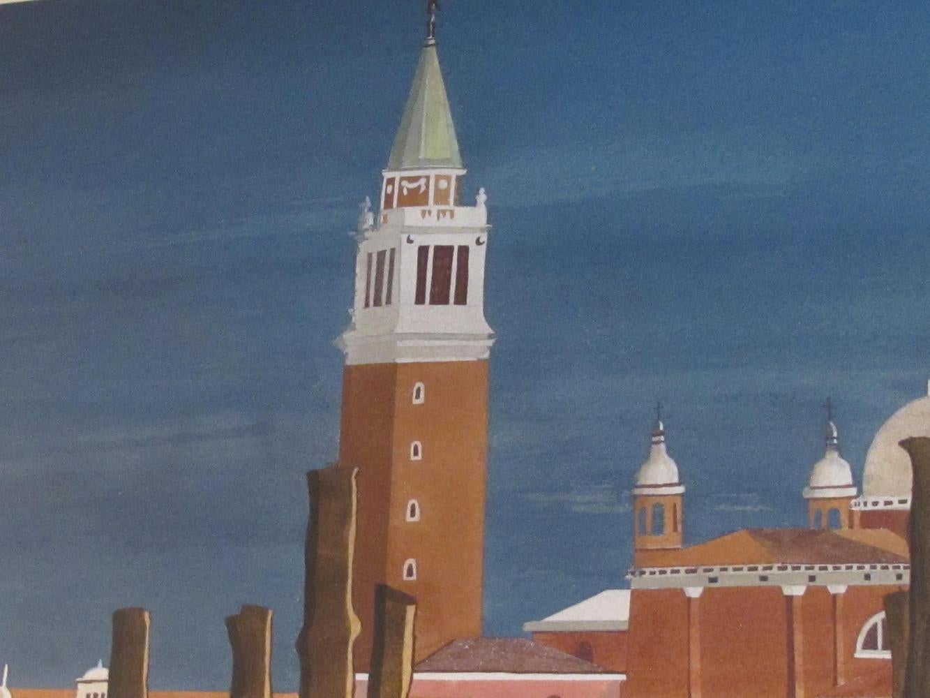 Aquarell auf Papier „Chiesa di San Maggiore“, Venedig, signiert Michael Dunlavey (Handgefertigt) im Angebot