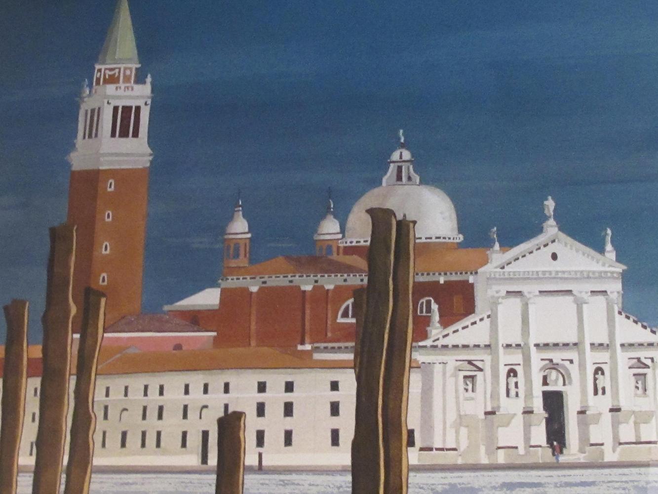Hand-Crafted Watercolor on Paper 'Chiesa di San Maggiore, Venice' Signed Michael Dunlavey For Sale