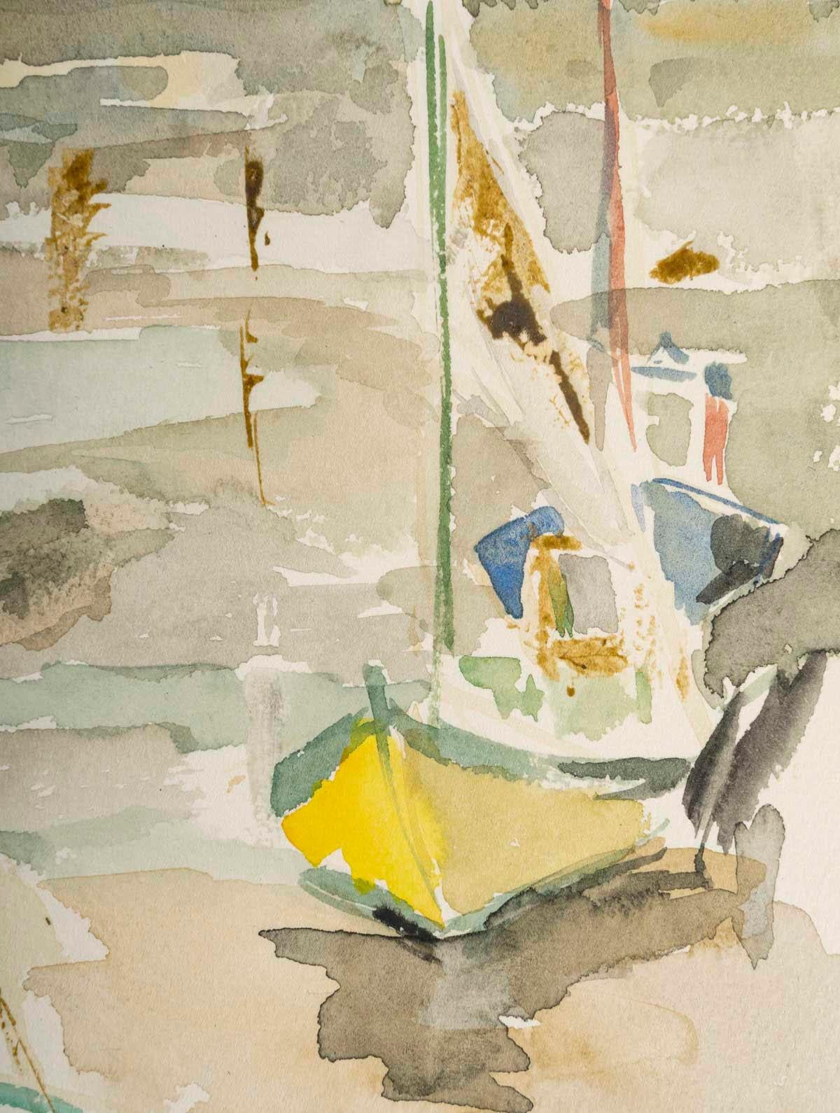 Acuarela sobre papel que representa un puerto y barcos, 1950-60.

Acuarela sobre papel que representa un puerto y barcos de los años 50-60.
Alto: 26,5 cm, Ancho:22 cm, Fondo: 0,2 cm