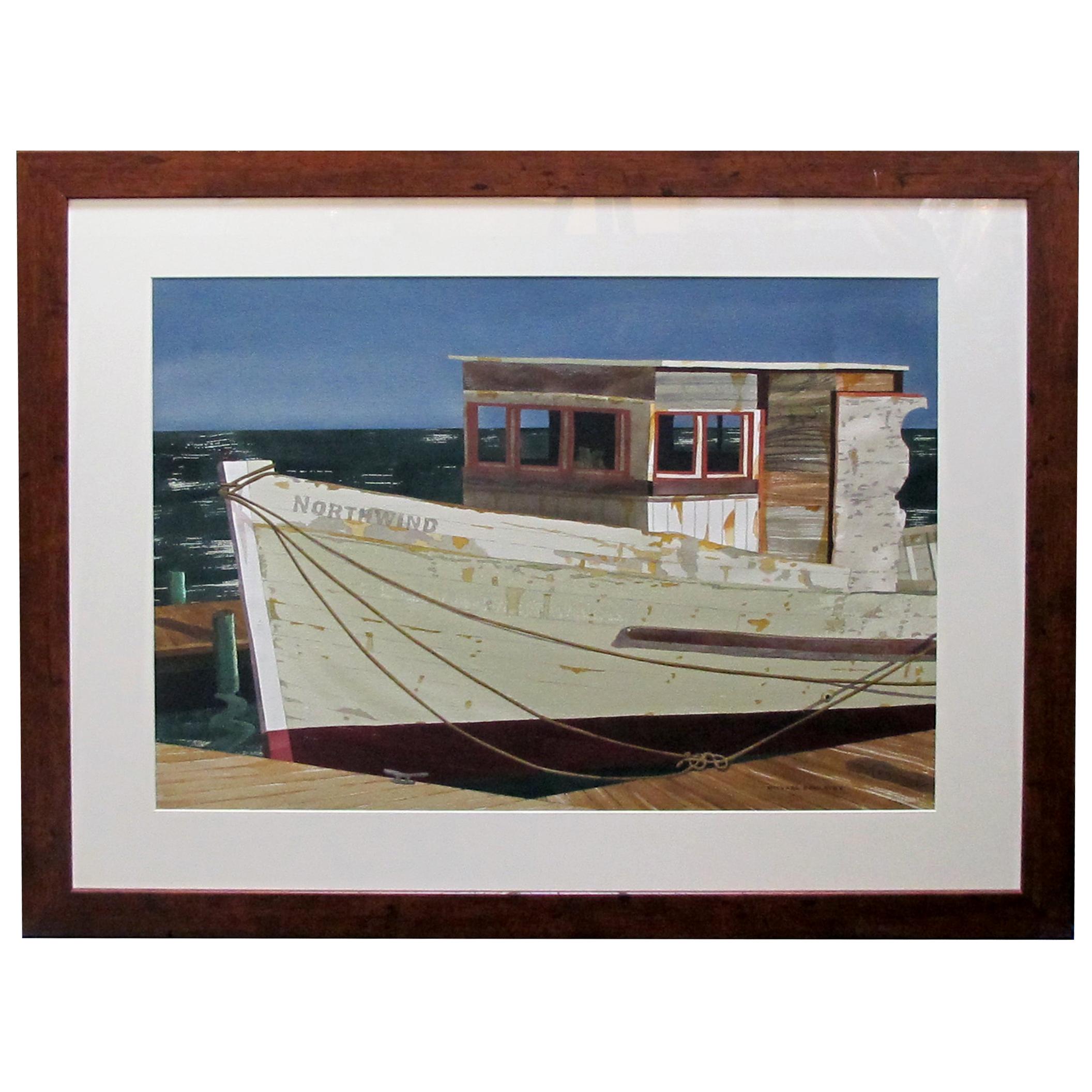 Watercolor on Paper 'Northwind, Bodega Bay, California' by Michael Dunlavey