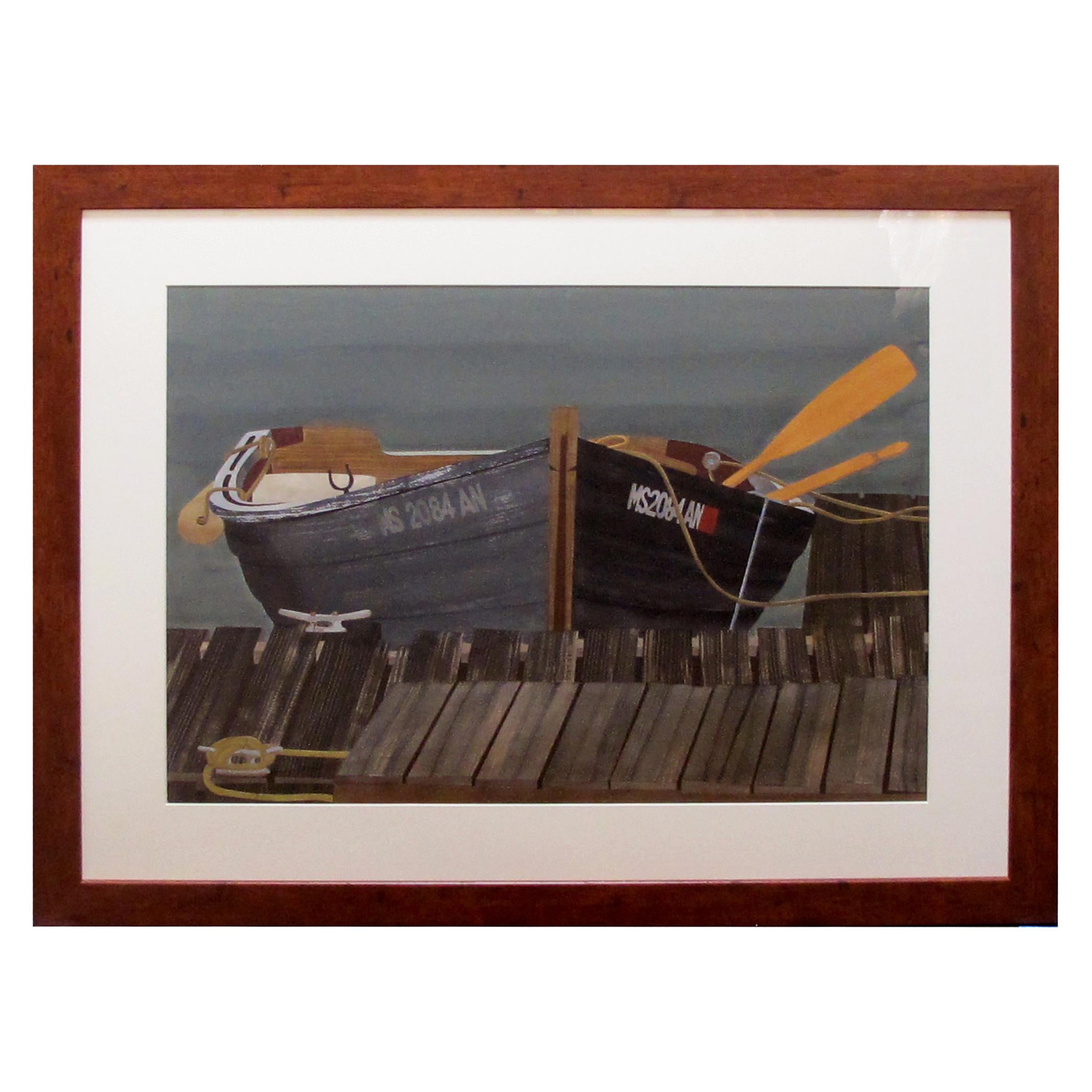 Watercolor on Paper 'Rendezvous, Bodega Bay, California' by Michael Dunlavey For Sale