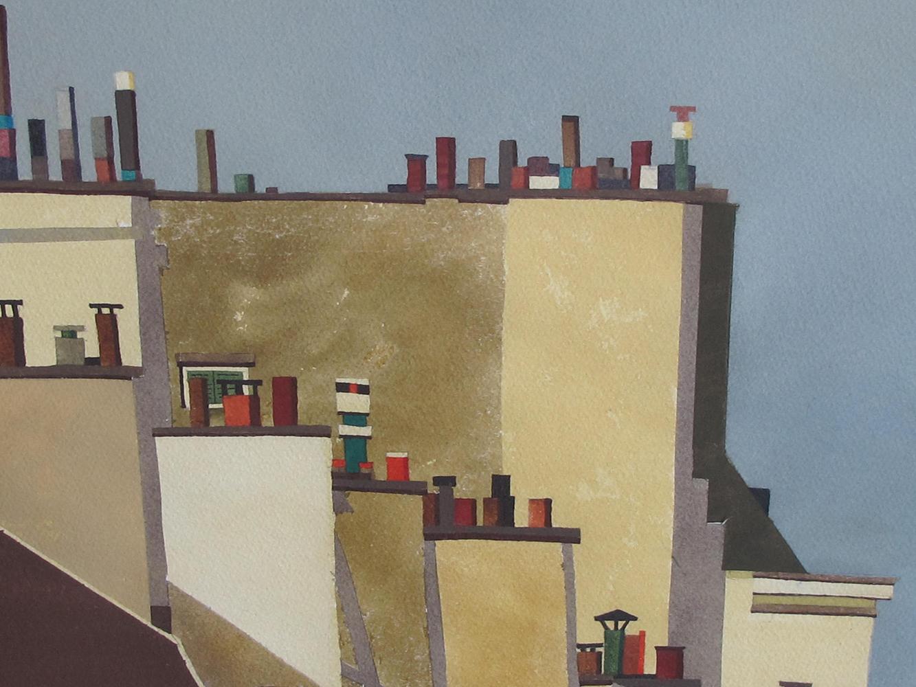 Watercolor on Paper 'Rooftops of Paris' by Michael Dunlavey In New Condition For Sale In San Francisco, CA