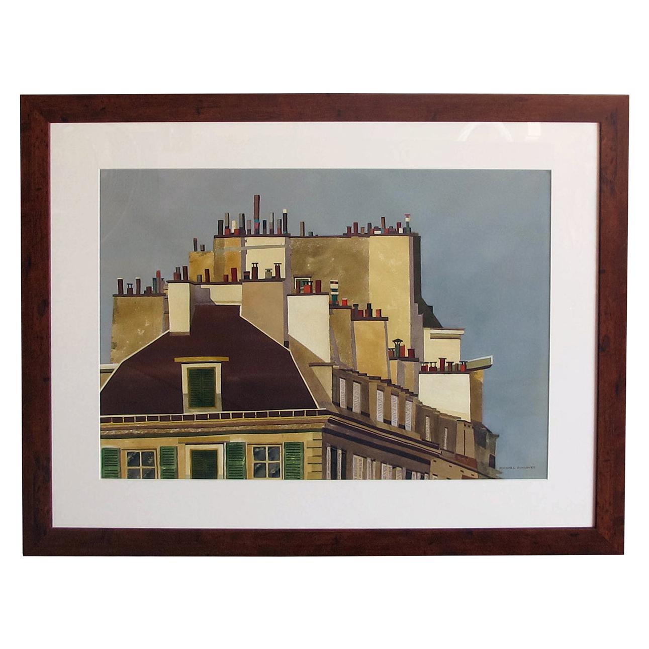 Watercolor on Paper 'Rooftops of Paris' by Michael Dunlavey For Sale