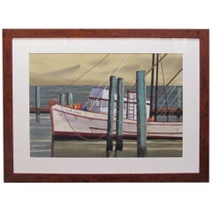 Acquerello su carta 'Sea Dog, Santa Barbara, California' Firmato Michael Dunlavey
