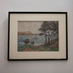 Aquarell auf Papier, Szene am Meer von Félix Robin, 20.