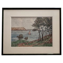 Aquarell auf Papier, Szene am Meer von Félix Robin, 20.