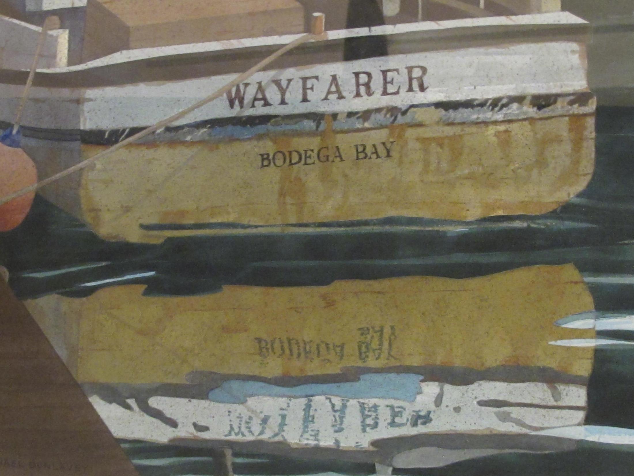 Acuarela sobre papel 'Wayfarer, Noyo Harbor, California por Michael Dunlavey en Nuevo estado para la venta en San Francisco, CA