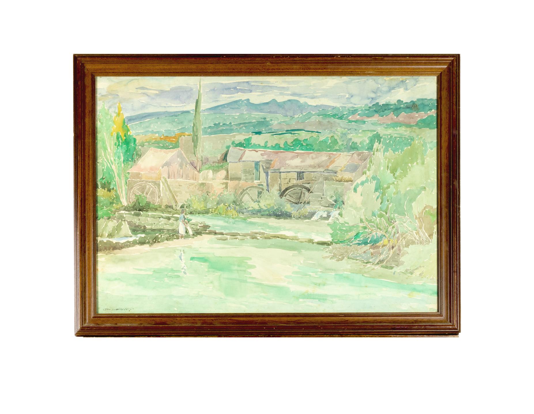 Portuguese Watercolor Painting By José Rodrigues, 1962 For Sale
